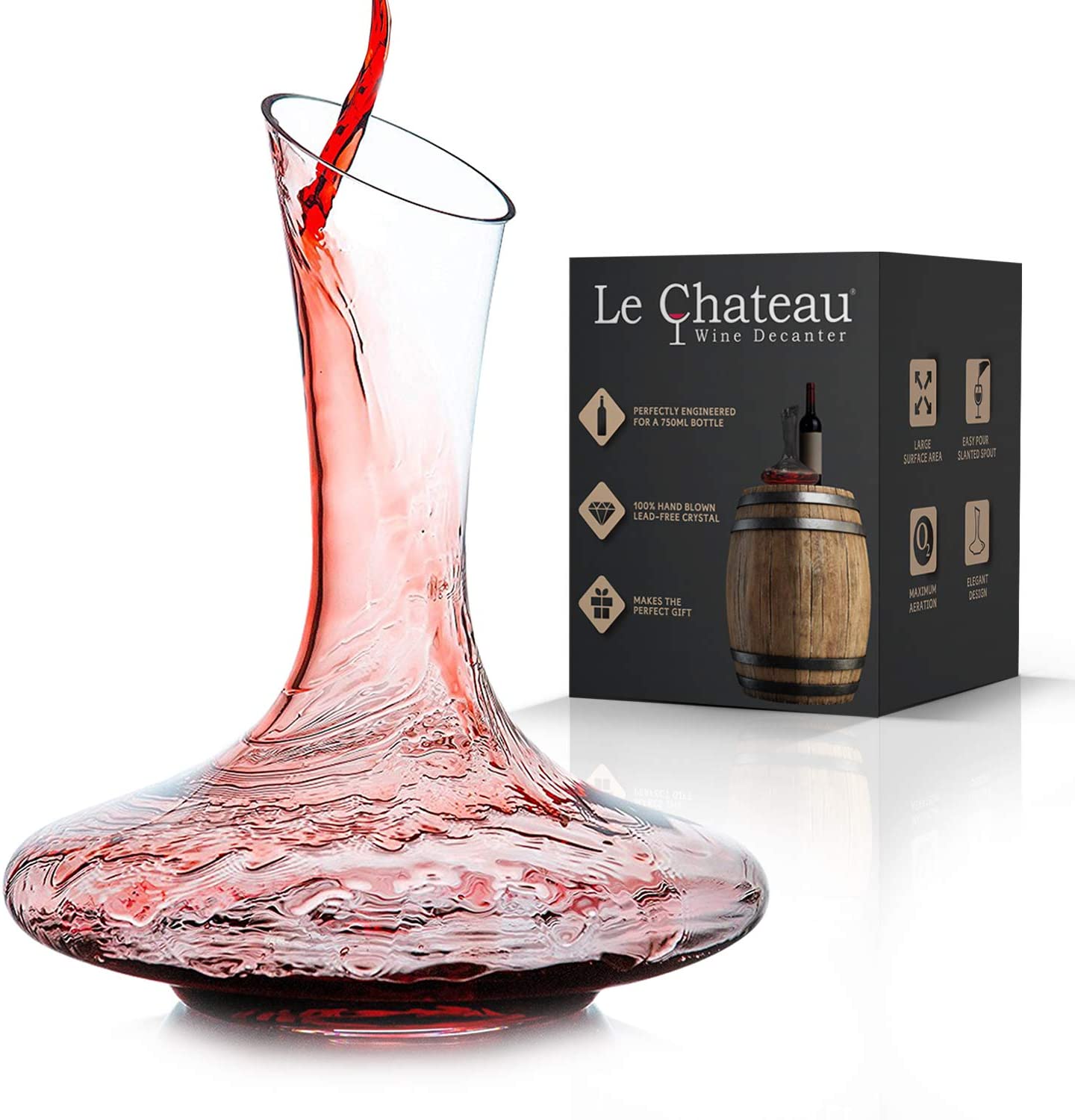 Decantador de vino de Le Chateau es libre de plomo y soplado a mano