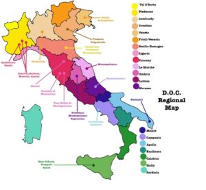 mapa DOC Vinos de Italia